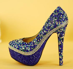Luxecho. Royal blue multi color Platform Heels