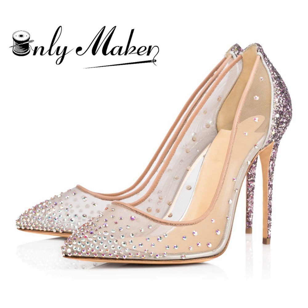 Onlymaker Crystal Shoes Women's Dressing Pumps Shoes