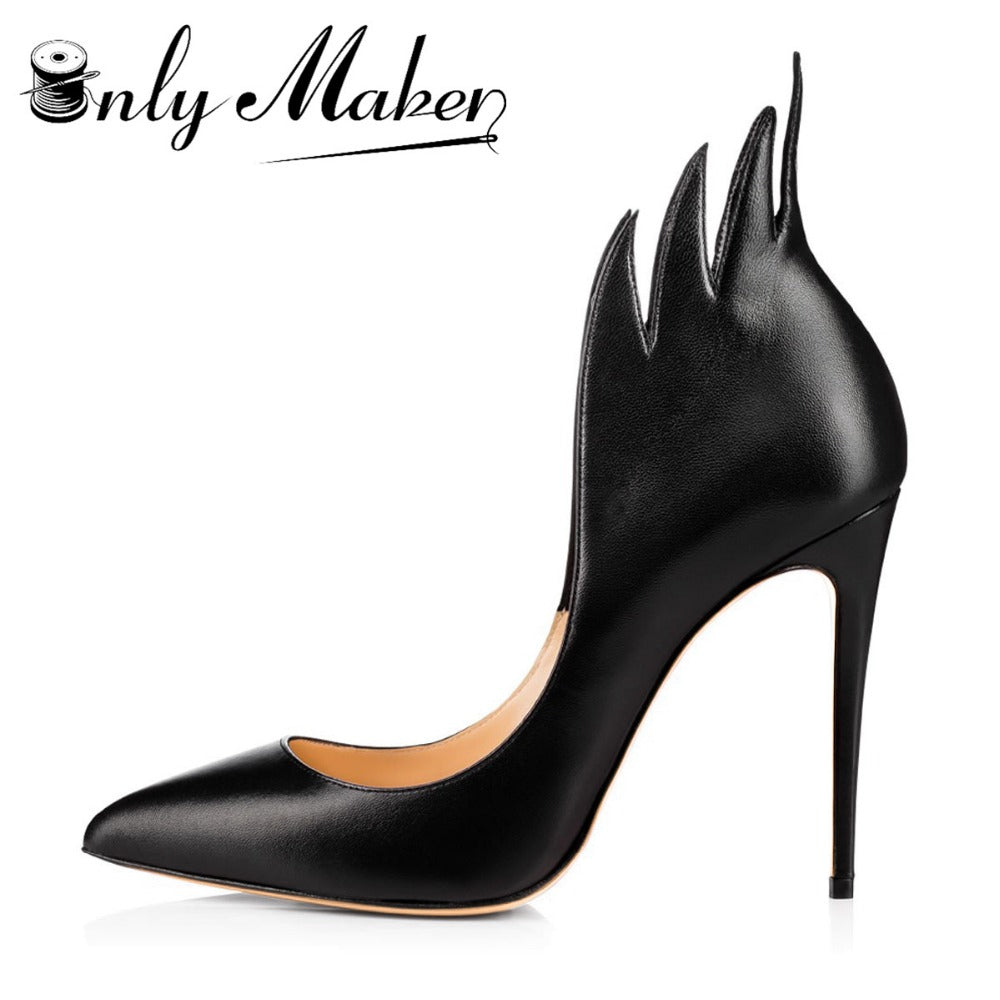 Onlymaker fashion famous designer Red Sole High Heels Brand Genuine Leather Women Pumps Pointed Toe