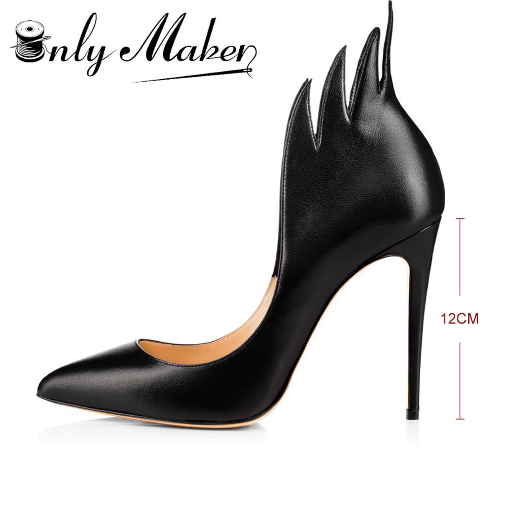 Onlymaker fashion famous designer Red Sole High Heels Brand Genuine Leather Women Pumps Pointed Toe