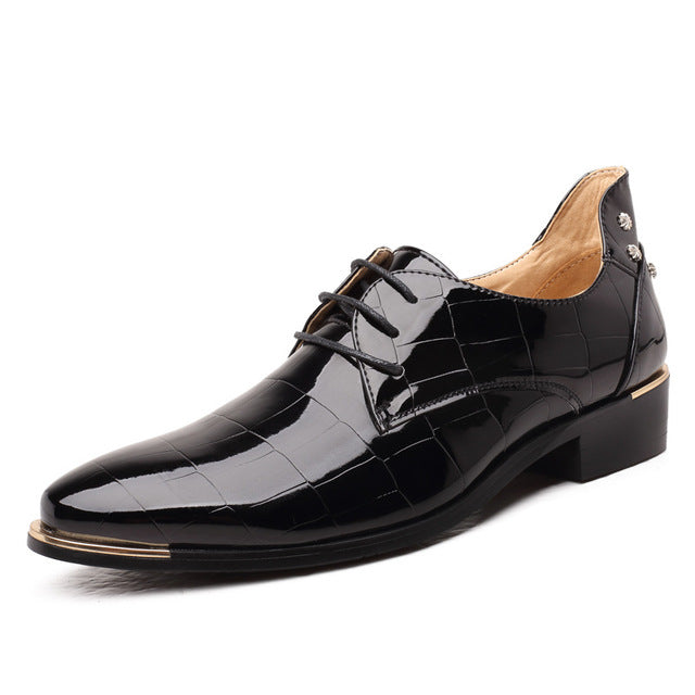 COSIDRAM Men Formal Shoes Pointed Toe Patent Leather Oxford Shoes For Men Dress Shoes
