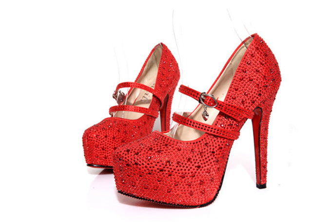 GAORUI women high heels crystal platforms Glitter rhinestone
