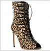 Gorgeous Leopard Peep Toe Mid-Calf Booties Lace Up Sandals High Heels Shoes Women Fashion Boots