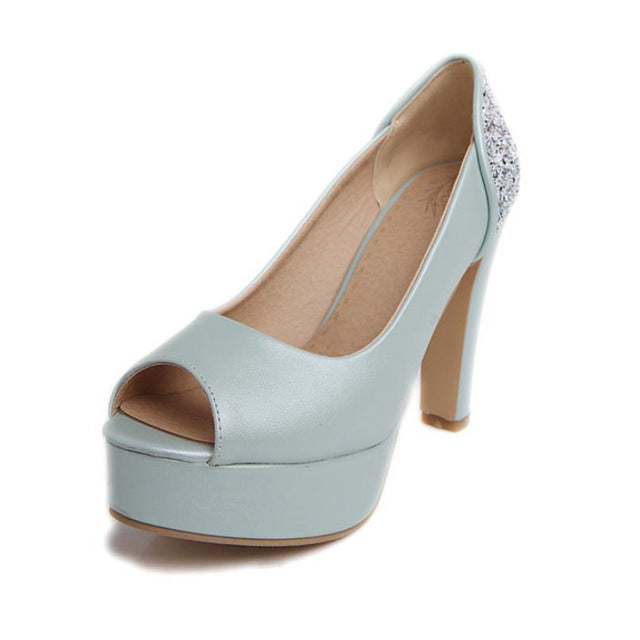 TAOFFEN women peep open toe high heel shoes stiletto candy color platform