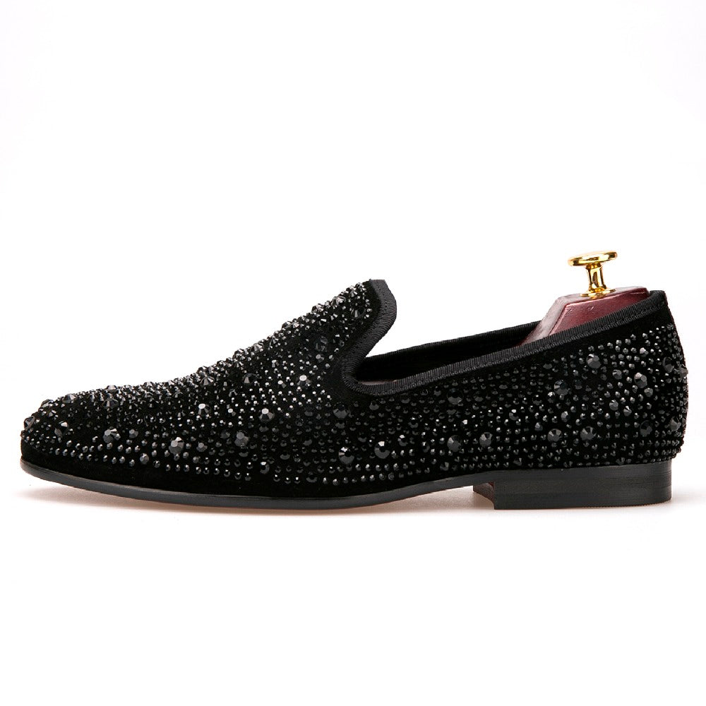 wedding and party men's shoes super star with rhinestones Upper material Carrefour flats