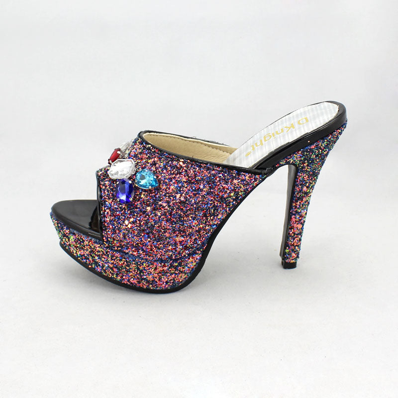 Bling Crystal Women Sandals Summer Platform Party Wedding Shoes Woman Sexy Glitter Slides