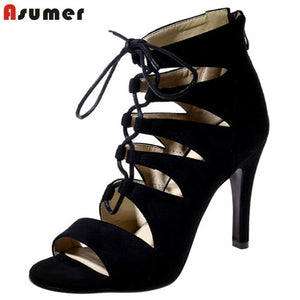 Asumer Three colors sexy lady shoes zipper flock solid fashion summer shoes woman sandals