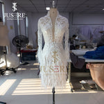 Jusere  Customize Short Feathered Wedding  Cocktail Dress