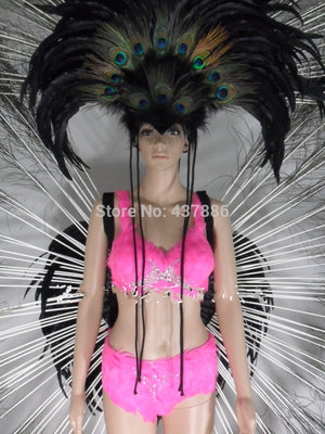 Carnival Black Peacock Feather Costume